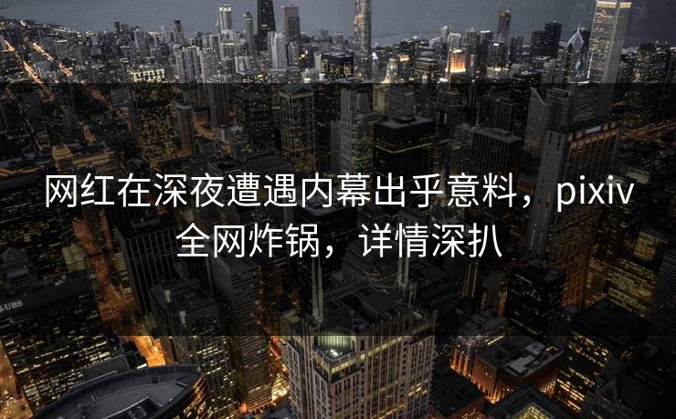 网红在深夜遭遇内幕出乎意料，pixiv全网炸锅，详情深扒