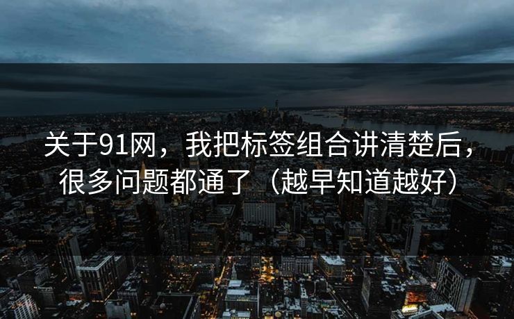 关于91网,我把标签组合讲清楚后,很多问题都通了(越早知道越好)