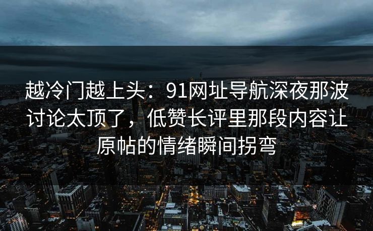 越冷门越上头：91网址导航深夜那波讨论太顶了，低赞长评里那段内容让原帖的情绪瞬间拐弯